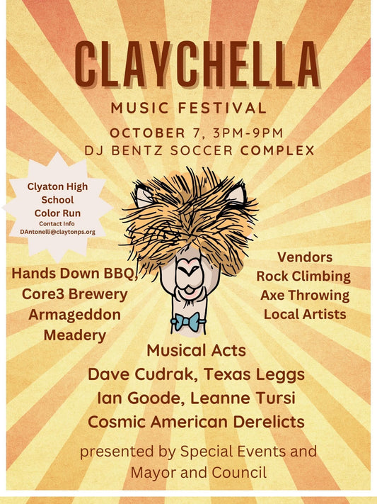 Claychella Music Festival Saturday Oct. 7th 2023